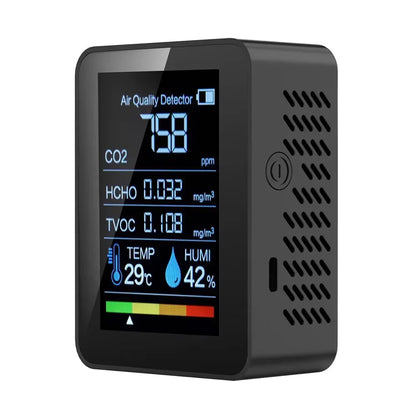 HOMEFISH Multifunctional 5In1 CO2 Meter Digital Temperature Humidity Tester Carbon Dioxide TVOC HCHO Detector