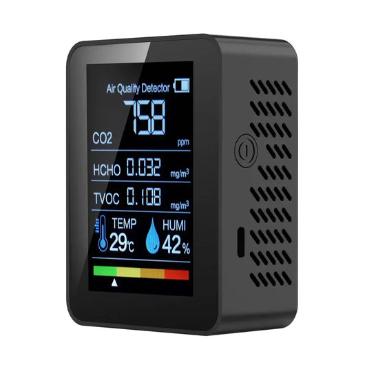 HOMEFISH Multifunctional 5In1 CO2 Meter Digital Temperature Humidity Tester Carbon Dioxide TVOC HCHO Detector